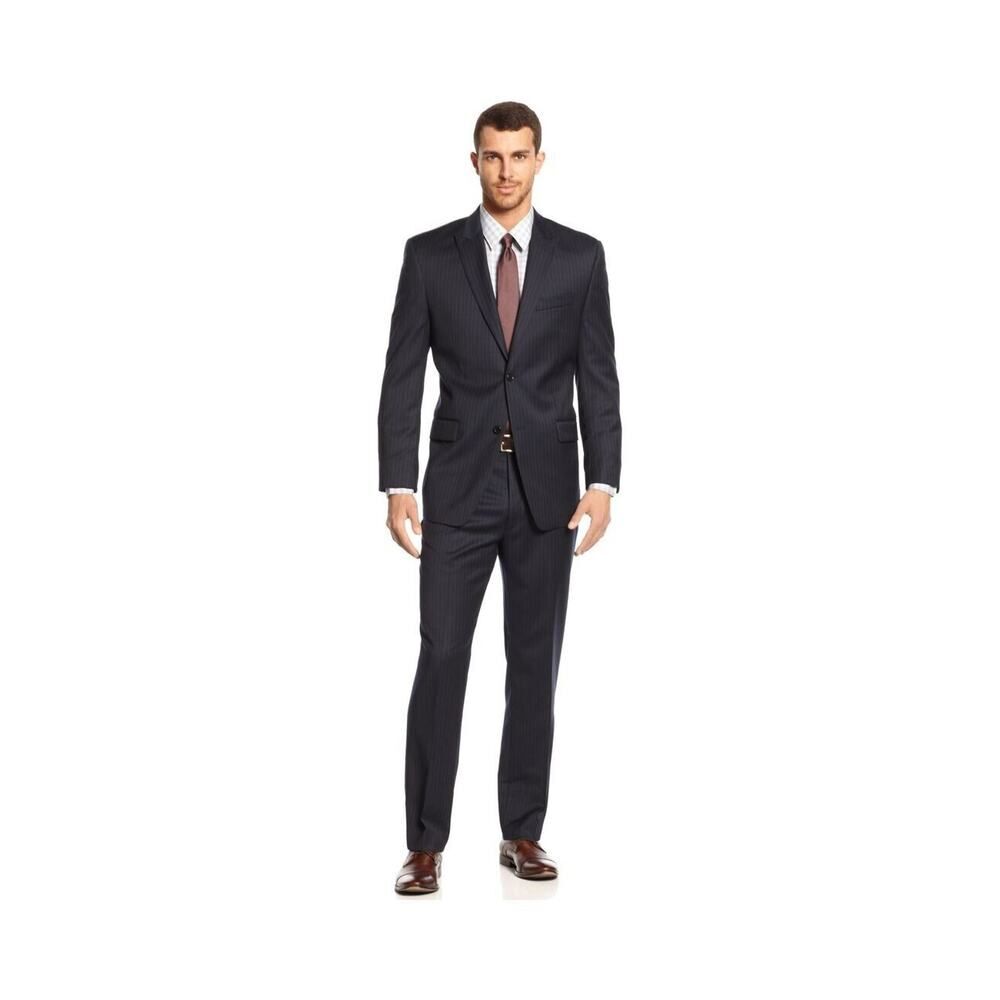 Michael Kors 2 Piece Black Pinstripe Designer Suit Jacket Blazer & Pant Size 44R